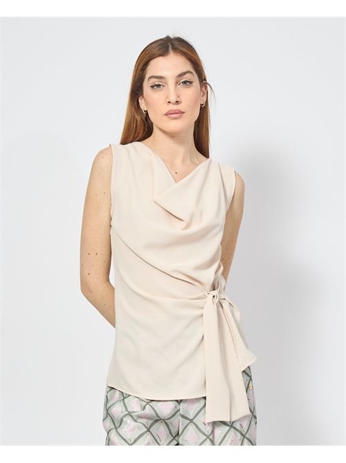 MDM Women's Sleeveless Tank Top with Bow MADEMOISELLE DU MONDE | F310-MDM2007BURRO